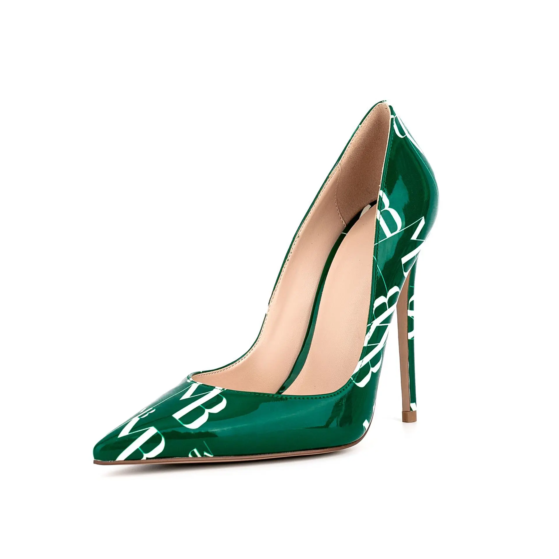 

Bloomsteps Letter Graffiti High Heels 12CM Pointed Toe Stiletto Shallow Mouth Party Women's Shoes with a Sense of Design