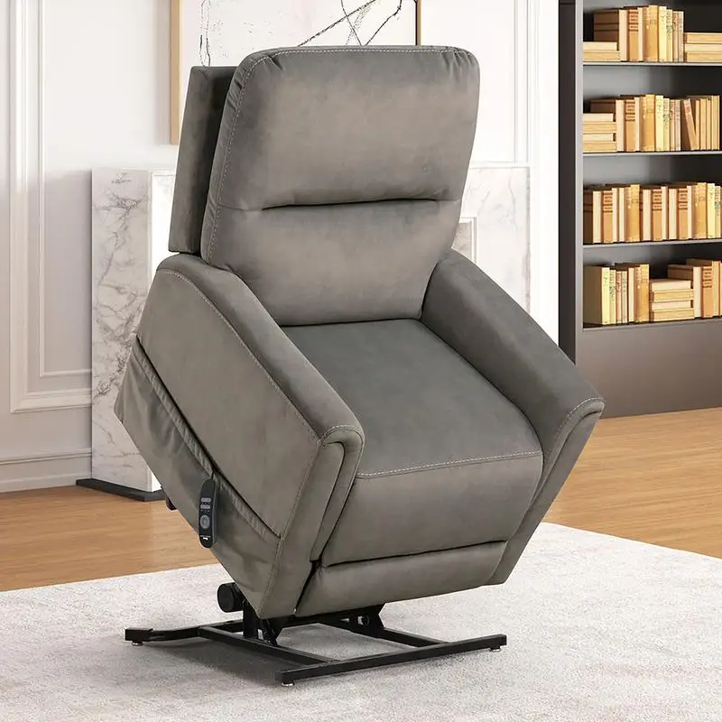 

Contemporary Lift Chair Aesthetic Design Solid Steel Mechanism USB Port Flare Arms Wired Controller Gray Finish Ideal for