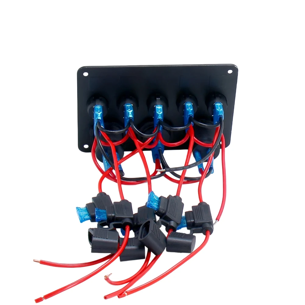 

1 шт. Водонепроницаемая 5-клавишная панель переключателей 150 Вт с подсветкой, розеткой, USB-зарядкой 78 Вт и LED-вольтметром для аксессуаров для переключения питания