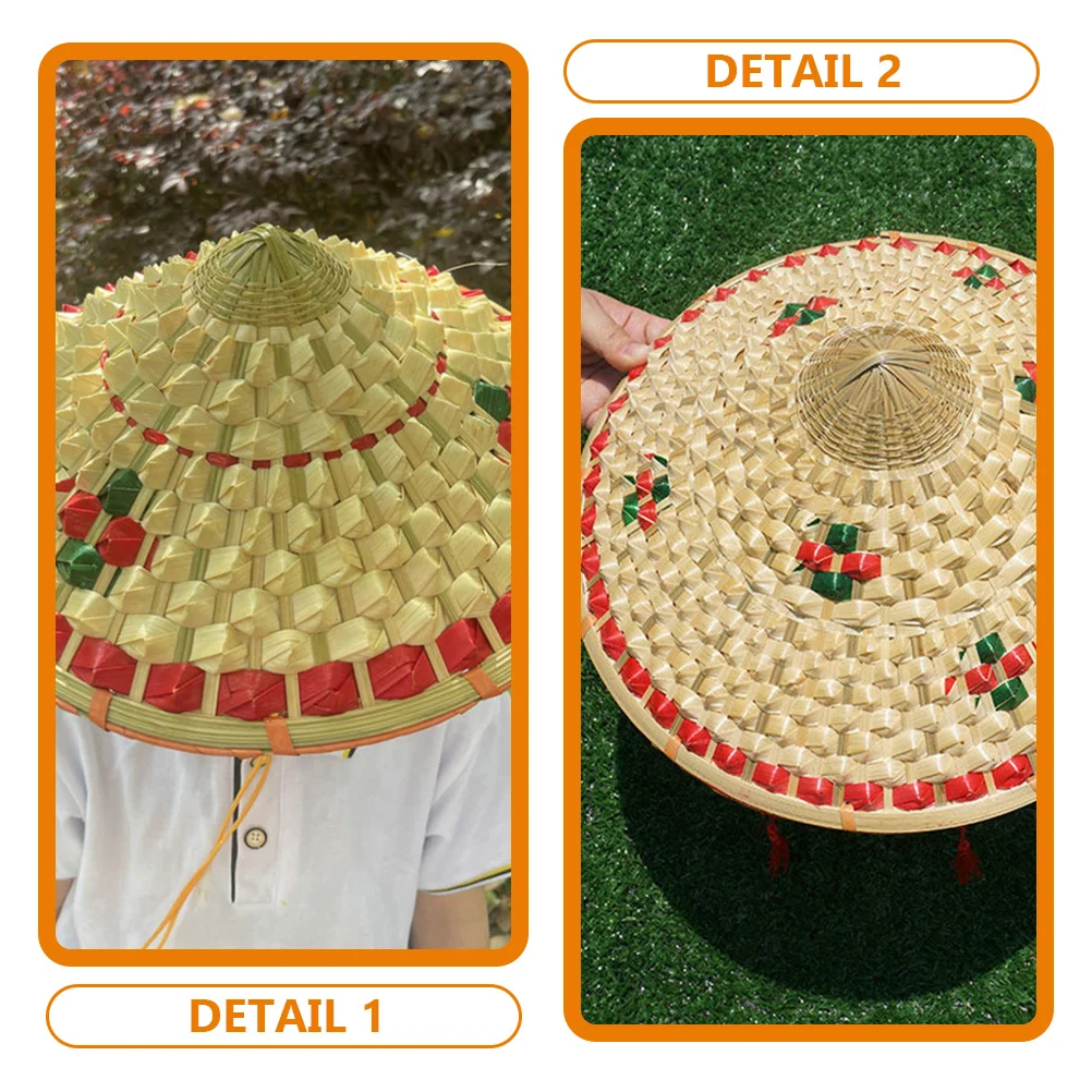 

Vintage Style Chinese Bamboo Woven Kids Sun Protection Rainproof Outdoor Travel Hat Decorative Breathable Lightweight Children