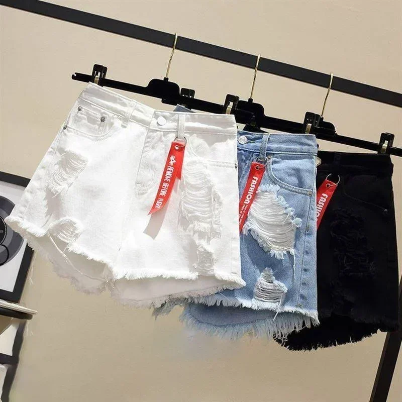 

Size S-5XL Fashion Blue Denim Shorts Women's Summer High Waist Loose Short Pants Sexy Girl All Match Hot Pants Jeans Wide Shorts