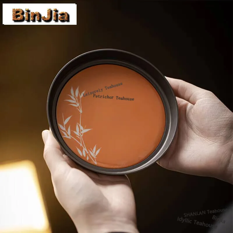 porte-theiere-fait-a-la-main-rouge-en-aluminium-base-d'ombre-en-bambou-peinte-a-la-main-table-de-brassage-sec-zen-plateau-a-the-collection-de-service-a-the