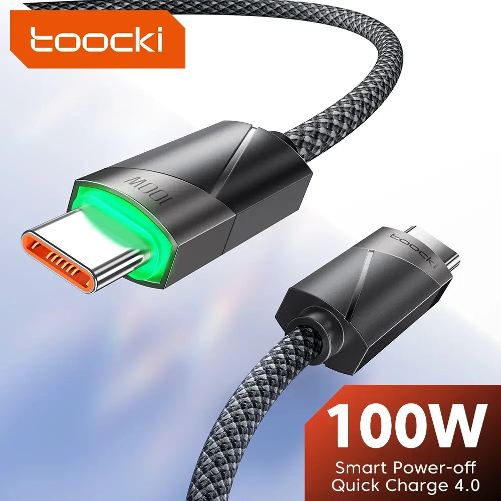 Toocki Type C to Type C Cable 100W PD Fast Charging Charger Smart Power-off USB C to USB C For Xiaomi POCO F4 Macbook Data Wire