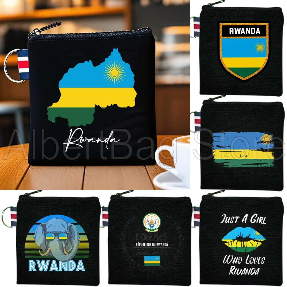 

Rwanda Country Map Flag Rwandan Africa Gift Canvas Bags Key Coin Purse Small Cotton Bag Storage Card Wallet Holders Zipper Pouch