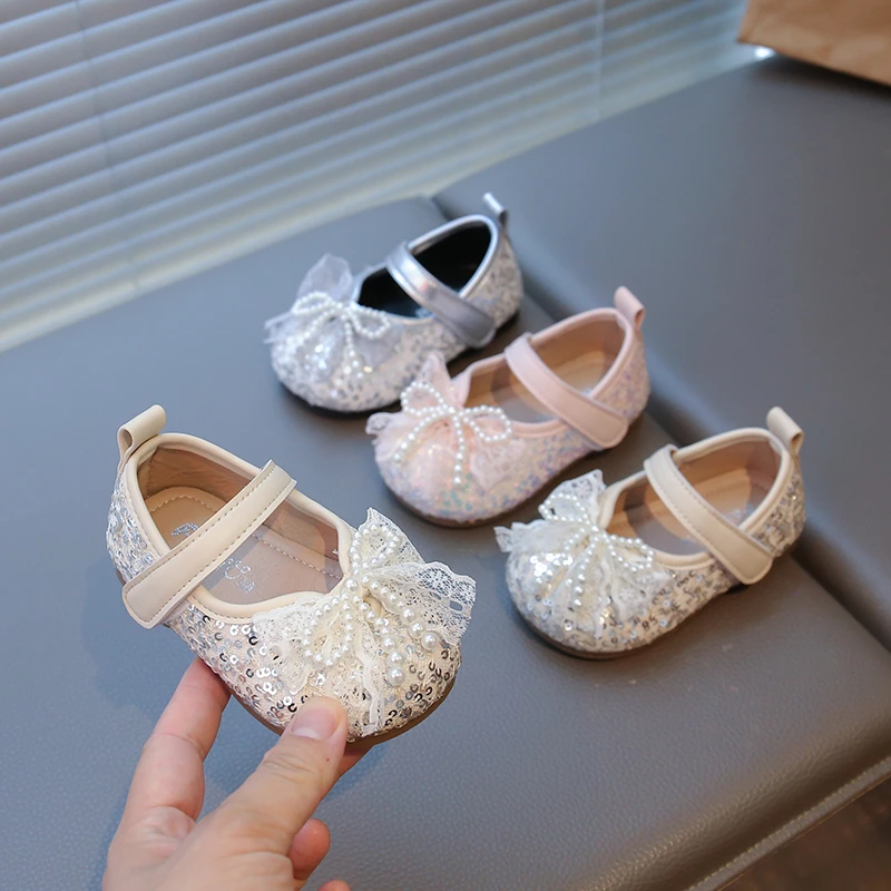 Spring Autumn Girls Causal Princess Shoes Elegant Bowknot Kids Leather Shoes Toddlers Fashion Children First Walker Flat Shoes