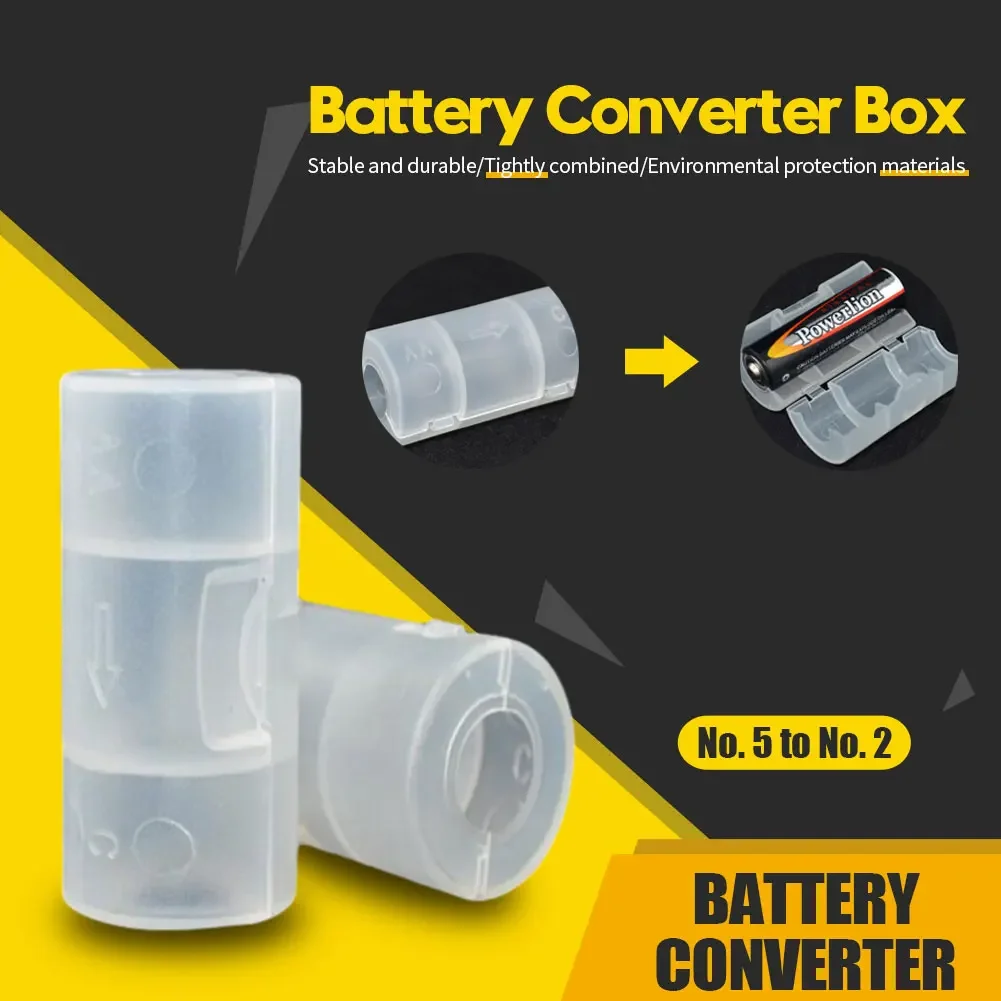 2/4Pcs Transparent AA to C Battery Adaptor Holder Case Converter Switcher LR06 AA to C LR14 Size Battery Storage Box 5*2.6cm