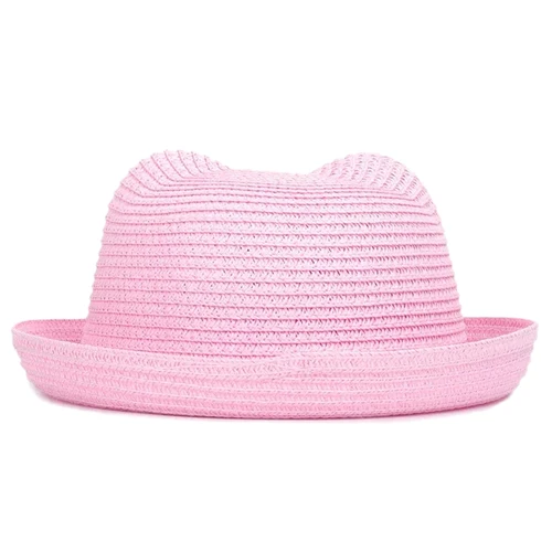 Imagen 2 del producto Mistdawn lindo niños niños niñas sombrero de paja orejas de gato cuernos de diablo Bowler Derby gorra verano playa sombrero para el sol