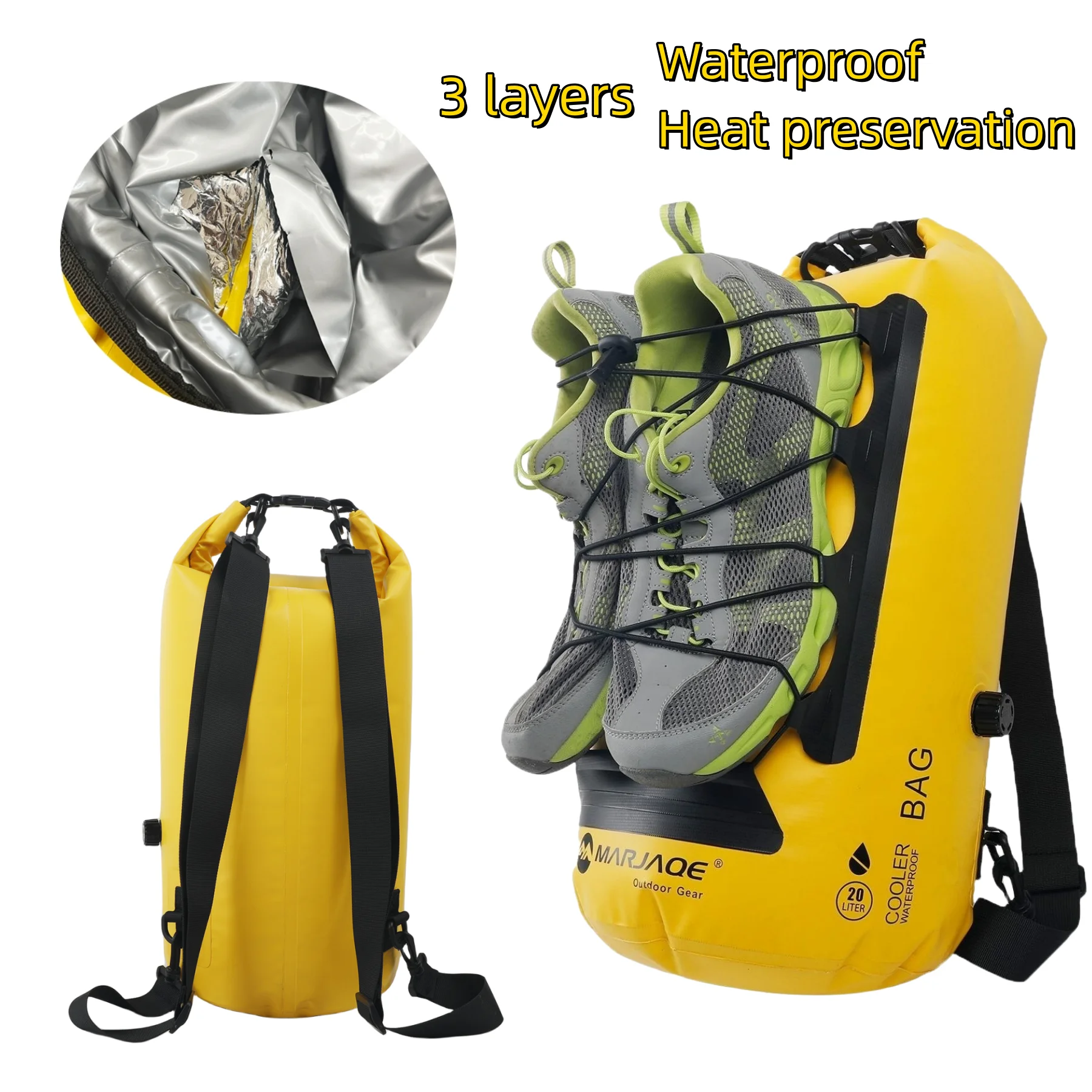 Mochila impermeável com fechamento Roll-Top, saco seco flutuante para rio, rafting, caiaque, caminhadas, camping, 20l