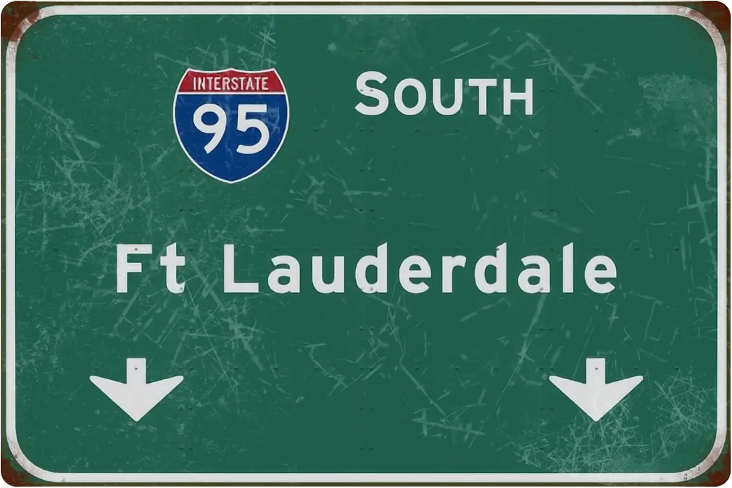 Tin Sign Retro South Fort Lauderdale Interstate 95 Highway Direction Sign Street Sign Airport Highway Iron Sheet Sign Bar Club W