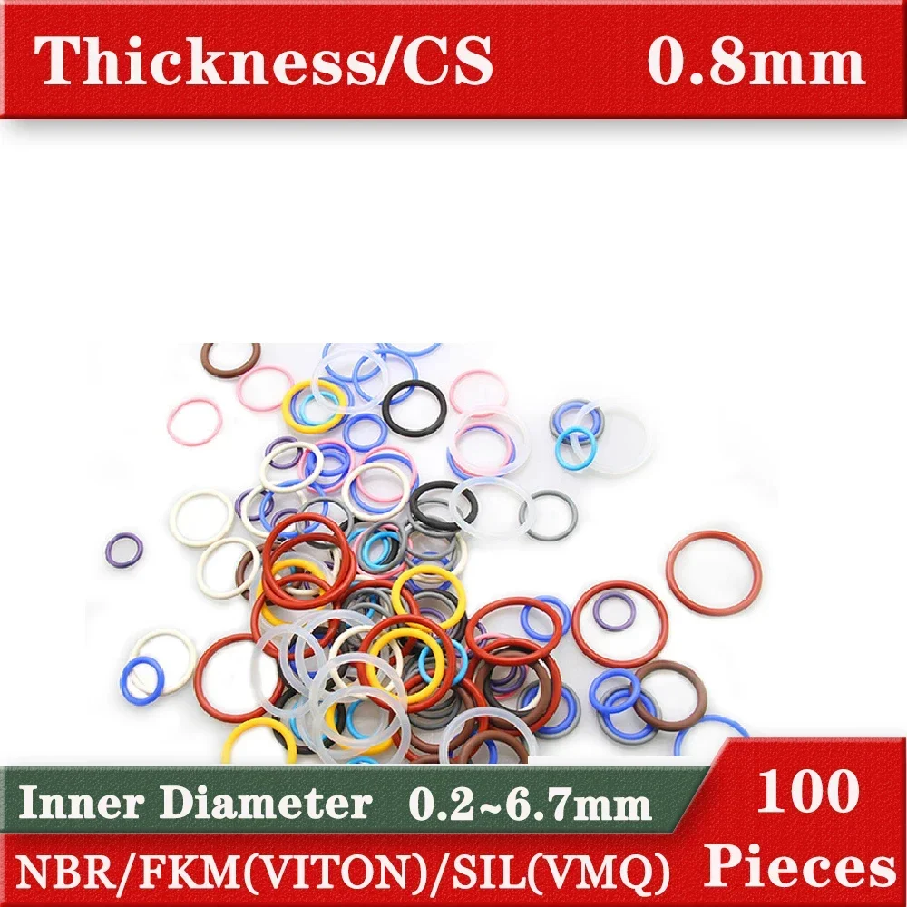 Silicone Nitrile Rubber Fluororubber Ring  Gaskets 0.8mm Cross section 0.2-6.7mm ID Small Size O-rings Gaskets O Type Rings