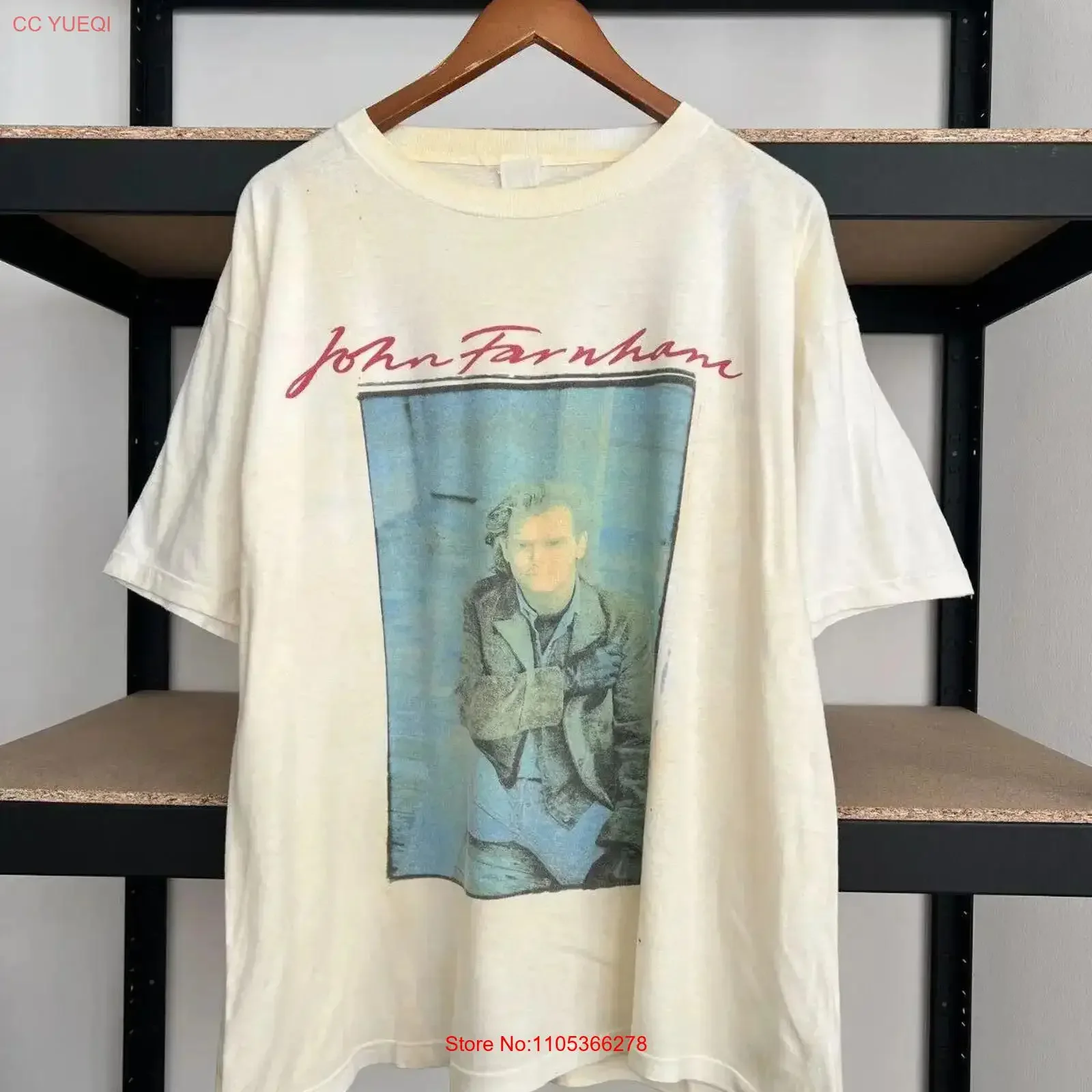 T-shirt vintage John Farnham Chain Reaction Tour 1990, haut délavé vintage pour un usage quotidien, vêtements de créateur confortables et tendance