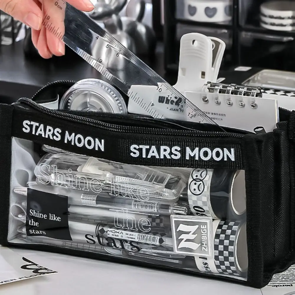 三角形 PVC 透明鉛筆ケース三次元透明文具収納袋クリア大容量