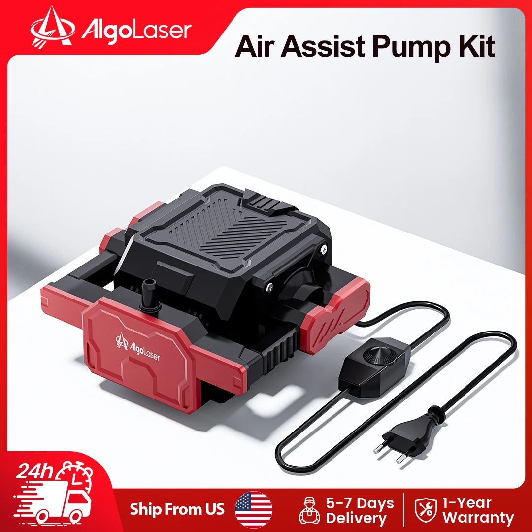 Air Assist Pump Laser - AlgoLaser調整可能なエアアシストポンプキット 30L/分 低騒音 煙・粉塵除去 レーザーレンズ保護、きれいな切断結果を実現 レーザー彫刻