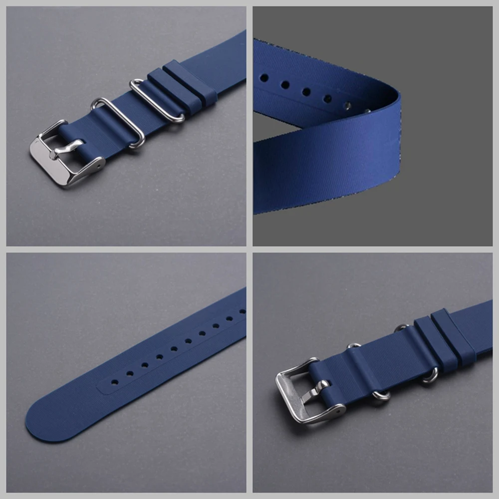 EACHE  Silicone Rubber Watch Band 18mm 20mm 22mm Grey Orange Black Blue Waterproof Straps