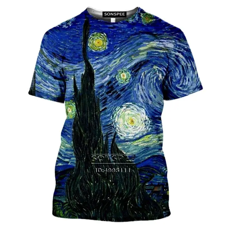 2022 Oil Painting T-Shirt Men's Ladies 3d Printing Vincent Van Gogh T-Shirt Casual Short Sleeve Fitness T-Shirt