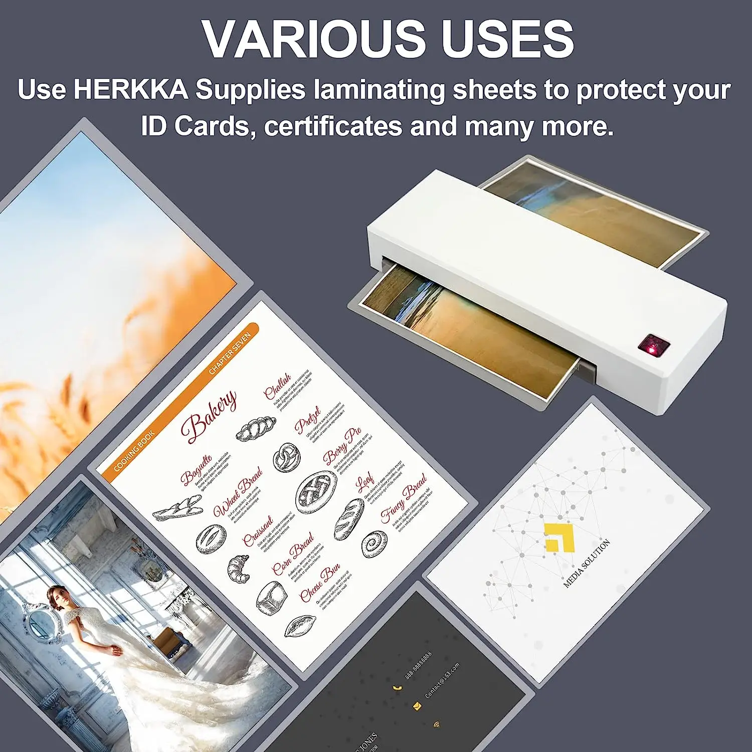 Paquete de 100 hojas de laminación A4, bolsas de laminación térmica de 8,7x12,1 pulgadas, película laminadora de 50 micrófonos de espesor