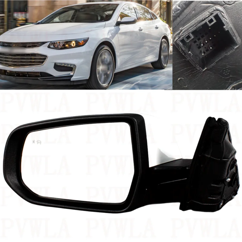 

Left Side 8Pins White Painted Heated Power Adjust Blind Spot Turn Lamp Mirror For Chevrolet Malibu 2016 2017 2018 2019 2020 2021