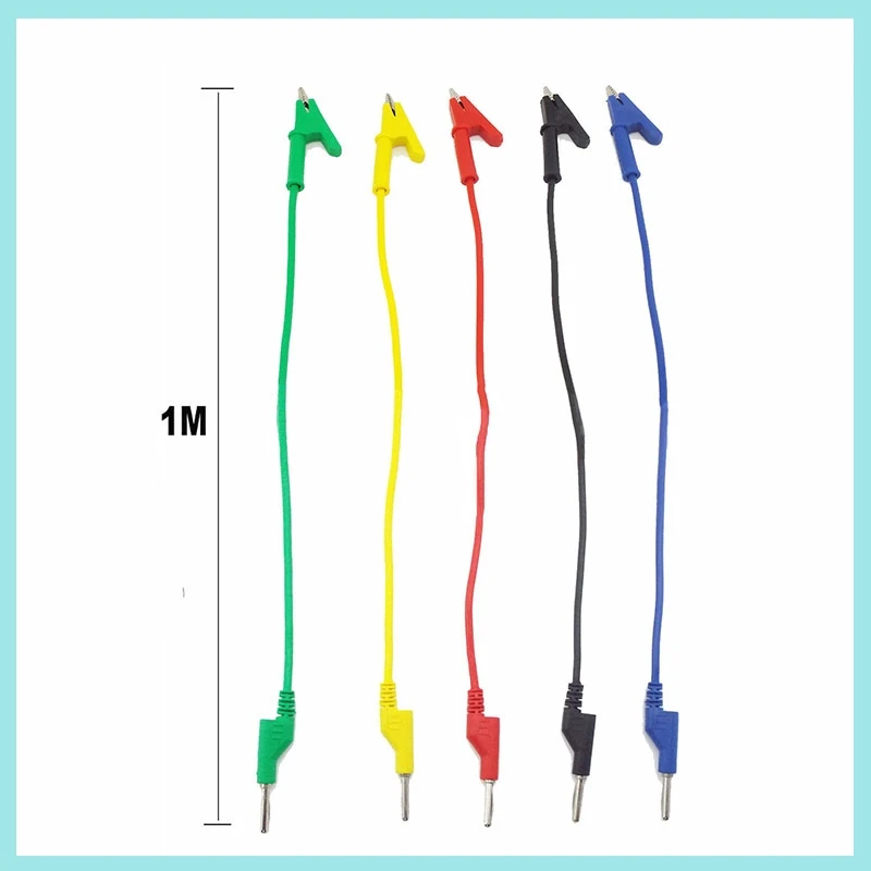 1M Double End Test Lead Wire Electrical Voltage 4mm Banana Plug Alligator Clip Crocodile 15A 18AWG Multimeter DIY Test Line B2