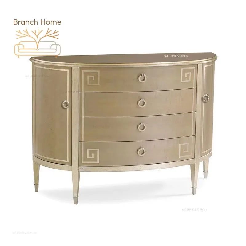 Light luxury entrance cabinet Semi-round entrance table against the wall Super narrow entrance table shelf New Chinese style