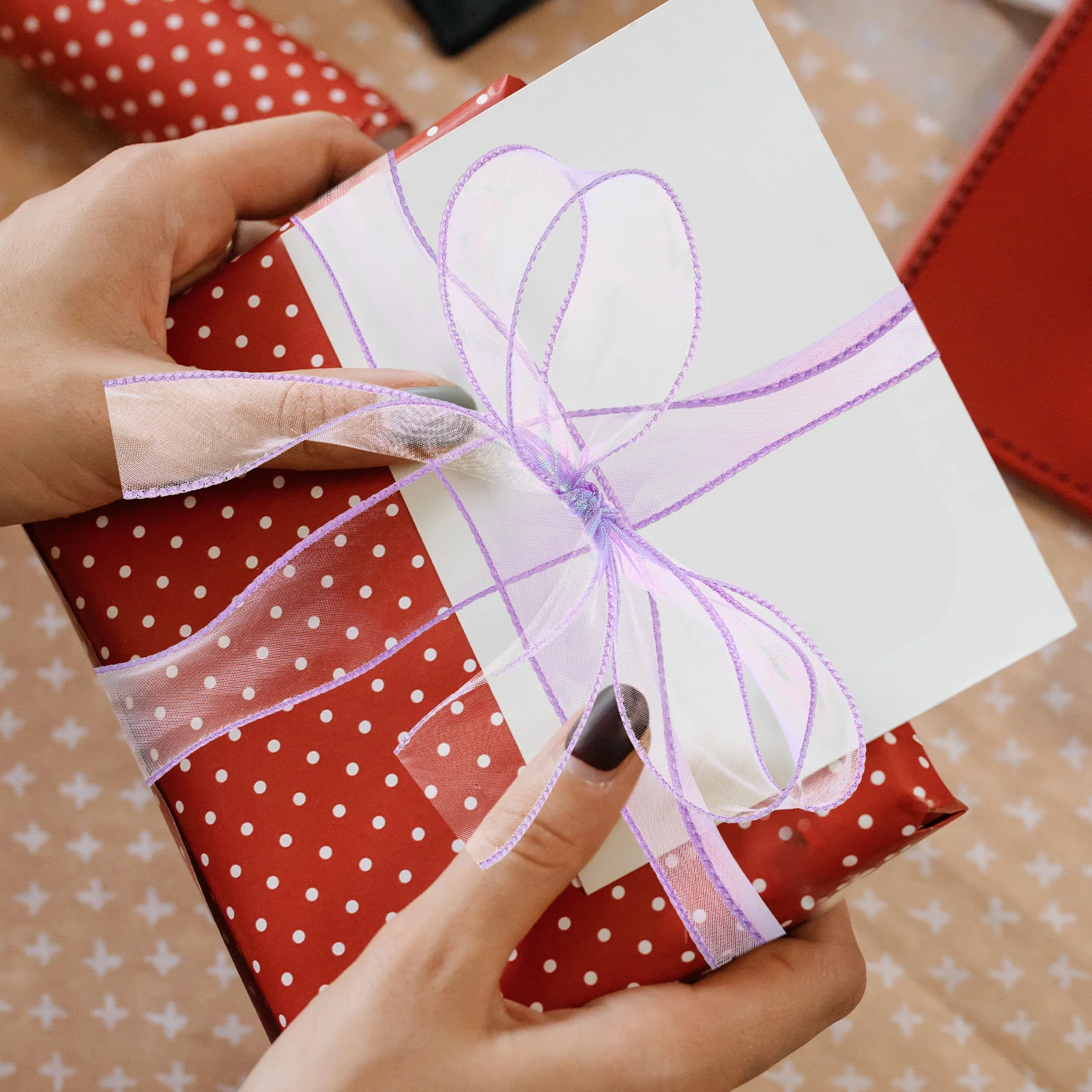 

Fishtail Gauze Ribbon Purple Wrapping Tape for Crafts Gift Daily Use Decorations Cuttable Bow Hair Accessories