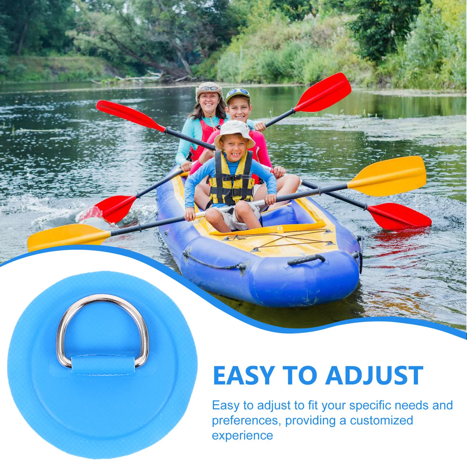 1Set Kayak D-Ring Pads Set D-Ring Patch Kit for Inflatable Boat Paddle Board Canoe Deck Rigging Elastic Cord Attachment