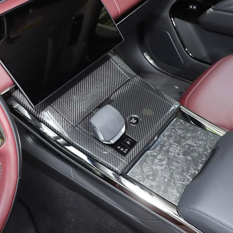Real Carbon Fiber For Land Rover Range Rover Sports 2024+ Car Car Central Control Gear Panel Decorative Stickers Car Accessories