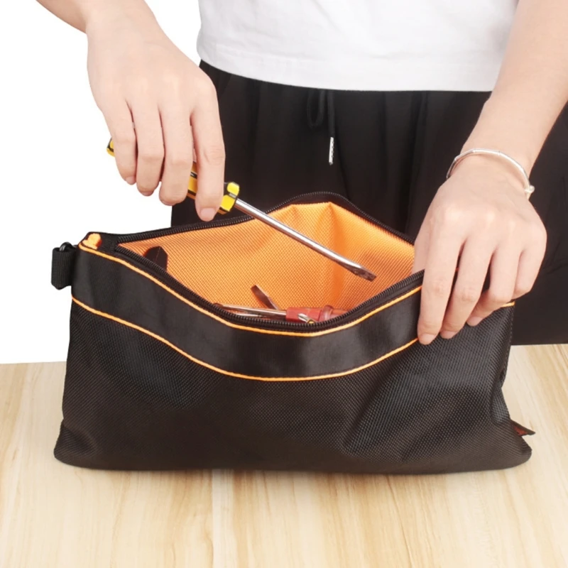 Bolsa de herramientas con cremallera, organizador de herramientas de electricista impermeable, portaherramientas portátil pequeño, bolsa de almacenamiento de bolsillo para Hardware