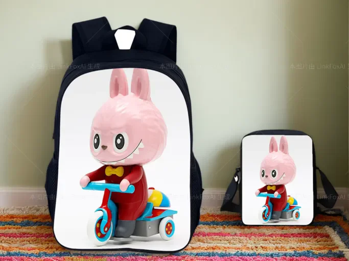 

Labubu Classic Backpack 2 in 1 Durable School Bag and Shoulder Bag Set,Cartoon Large Capacity Knapsack for Elementary Kids