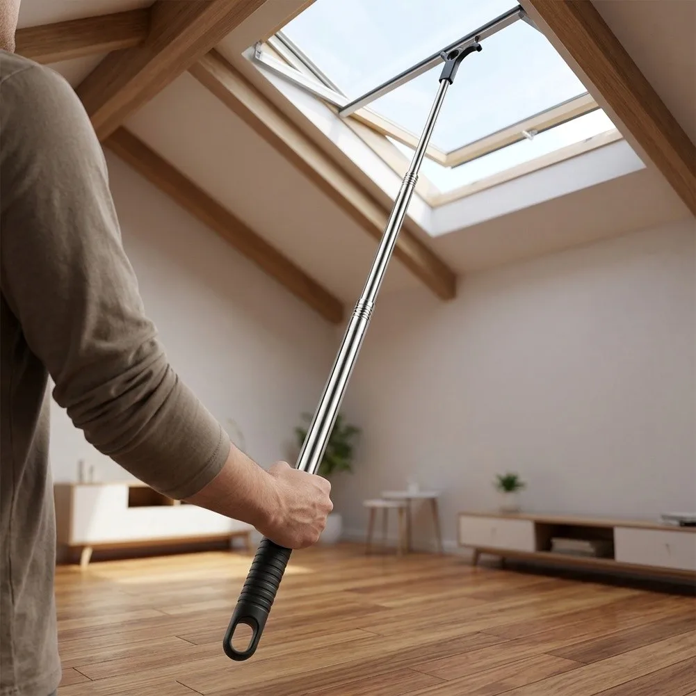 Telescopic For Skylight Opener 2m Stainless Steel Pole for High For Windows Manual Operation with Ergonomic Handle