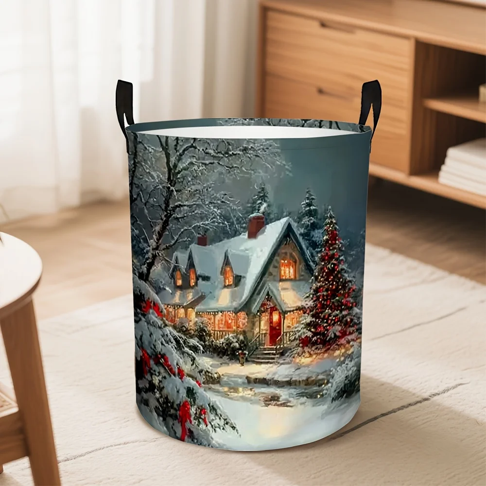 

Рождественские украшения Рождественские домики и покрытые кедровыми деревьями, полиэстер, для садовых мешков для мусора с ручками