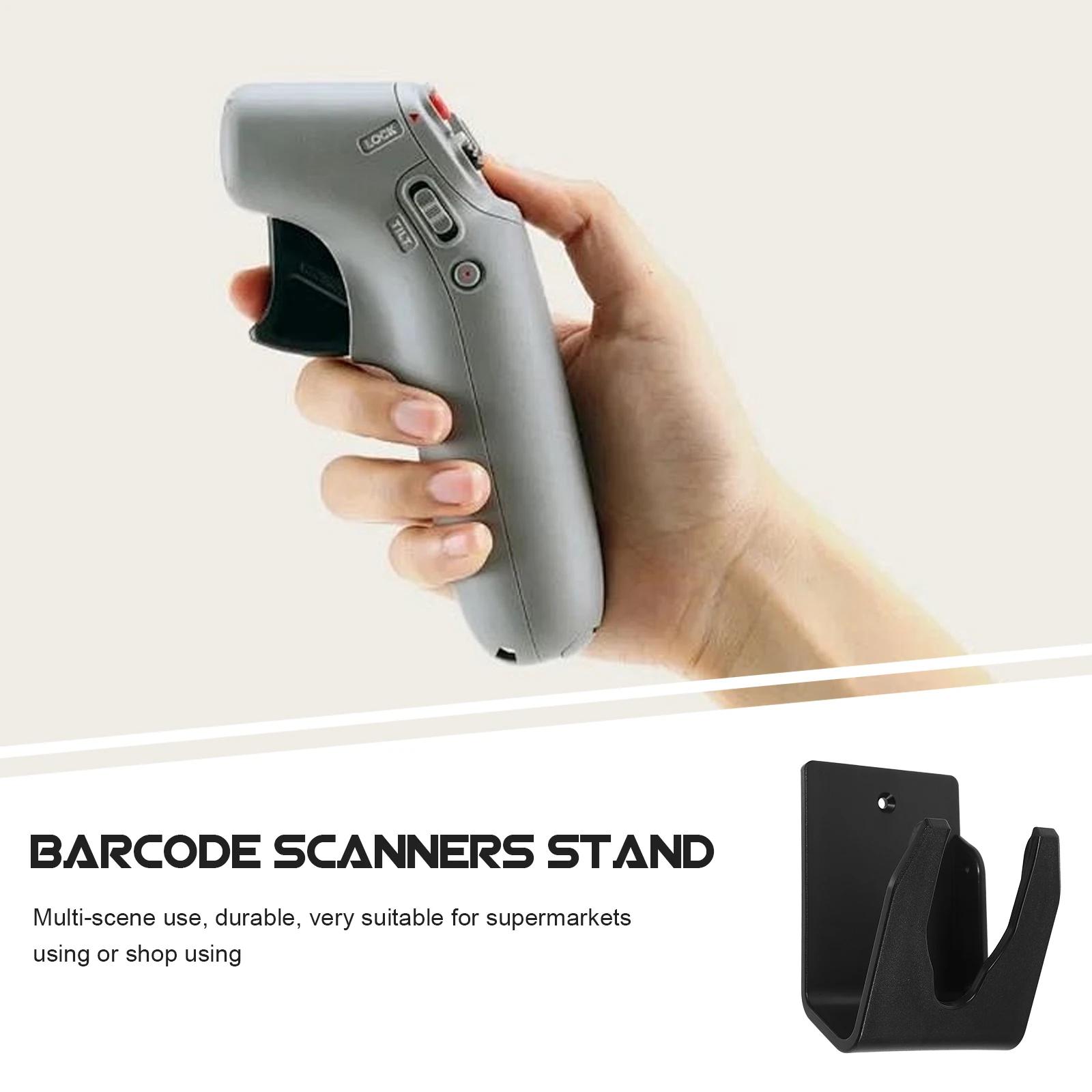 

Portable Barcode Scanner Stand Black Plastic Mount for Desk Scanning Lightweight MultiScene Use Stable Base Supermarkets