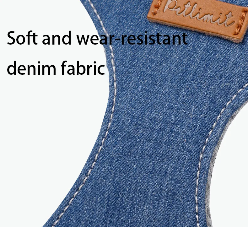 Petlimit Puppy Harness Vest - Adjustable Jean Dog Chest Strap Walking Vest for Small Puppies XXS XS S, Denim Blue view 2