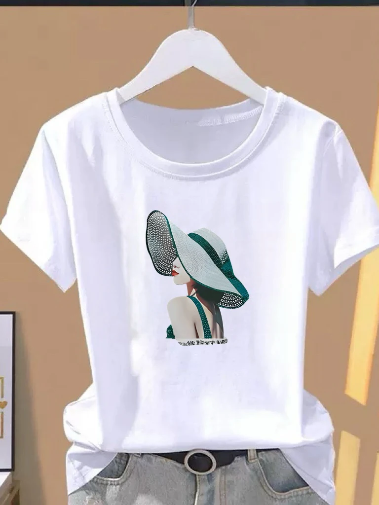 

Casual Style round Neck Short Sleeve T-Shirt Women's Loose Fit Fashionable Summer Top Mommy's Wardrobe Polyester Fiber