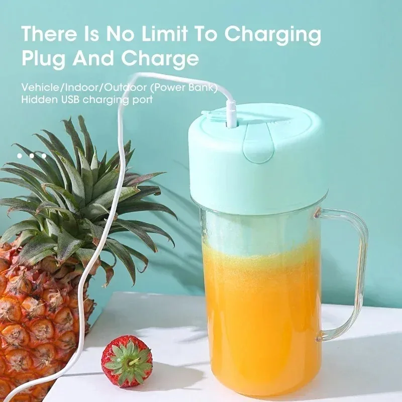 Portable USB Charging 300ml Electric Juicer Bottle with Straw Fruit Crusher for Protein Shakes Gym Home Outdoor Workout
