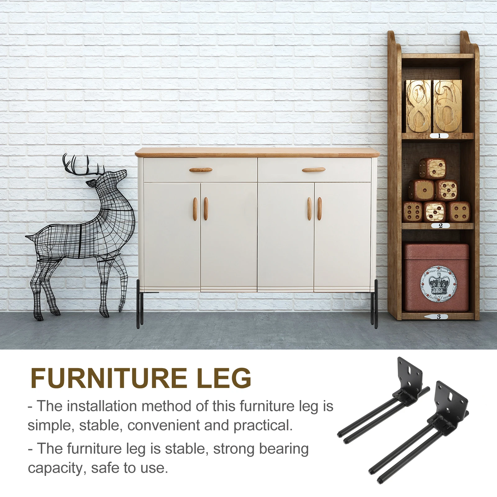 

Metal Furniture Legs 2 Sets Cabinet Support Iron Feet Adjustable Accessories for Sofa Durable Sturdy Classic Style
