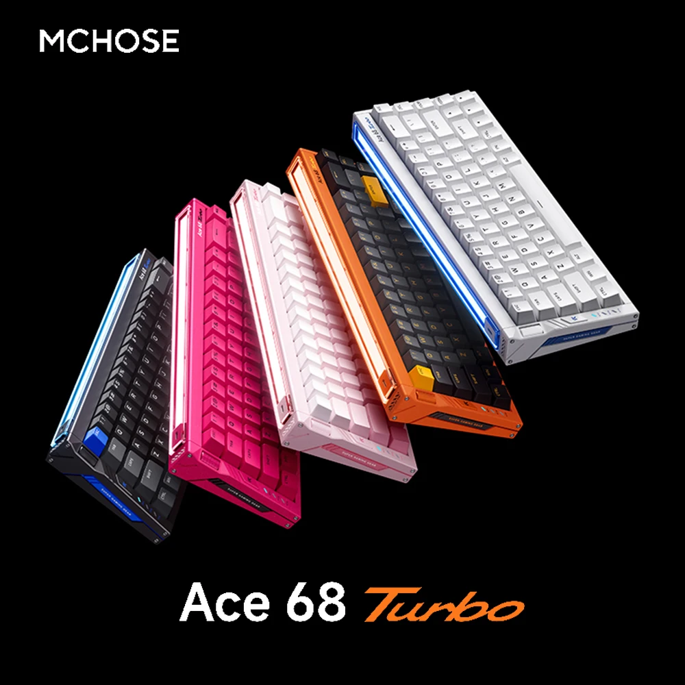 

MCHOSE Ace 68 Turbo с магнитным переключателем, клавиатура 16K, 0,06 мс, двухъядерный чип, RGB, эргономичная механическая клавиатура для киберспорта, алюминиевый корпус