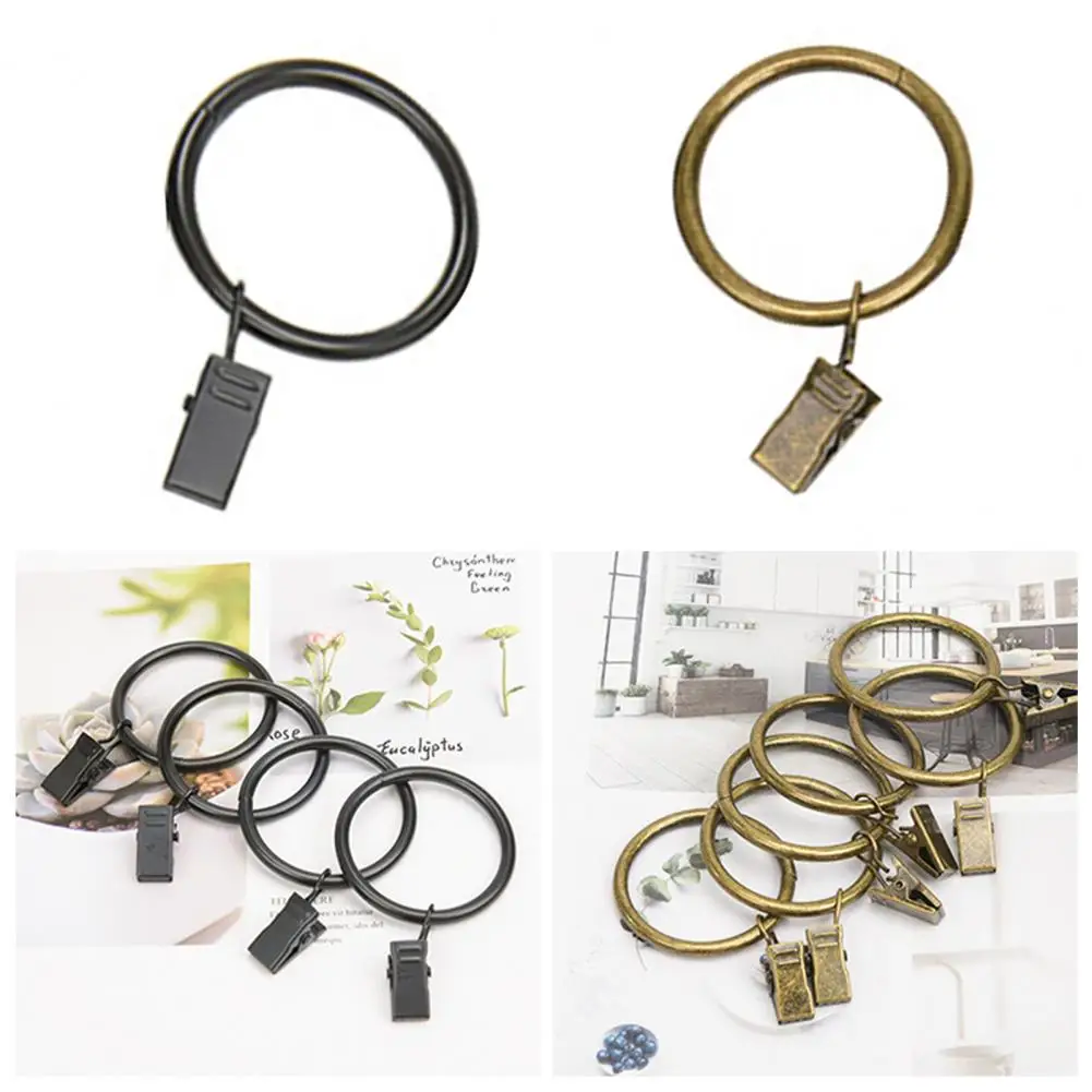 10 Pcs 35/45mm Metal Curtain Clip Rings Smooth Pull Space-Saving Load-bearing Curtain Rings Shower Curtain Hook Bathroom Supply