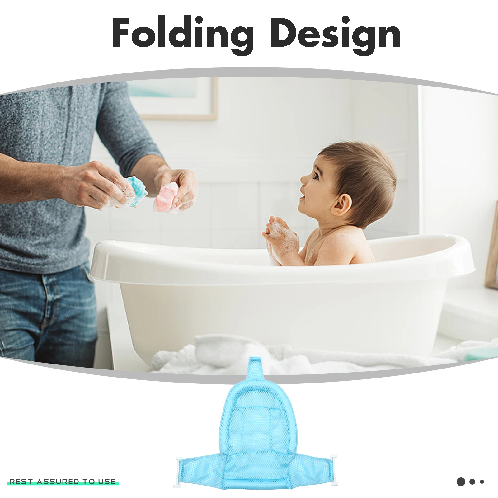 

Eco-Friendly Baby Support Net Breathable Mesh Fabric Adjustable Bath Seat for Newborns Safe Bath Time Infant Bathtub Mat Bathing