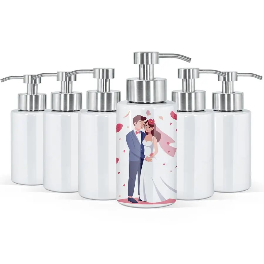 

Дозатор для сублимационного мыла, 6 упаковок многоразового дозатора жидкого мыла для ванной и кухни, насос из нержавеющей стали, 16 унций