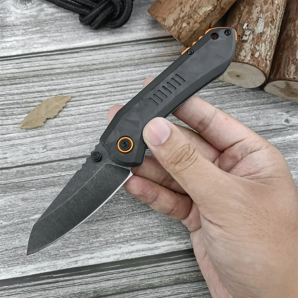 High Quality 6280 Folding Pocket Knife 8Cr13Mov Blade Carbon Fiber Handle Outdoor EDC Camping Hiking Survival Cutting Tool