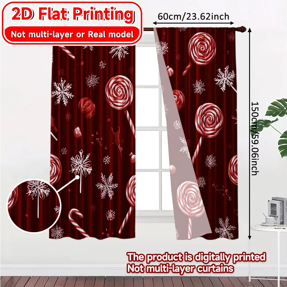 2D Flat Printing,2pcs Candy Wonderland Modern Contemporary Curtains Versatile 100% Polyester Curtains Decorations Outdoor Use