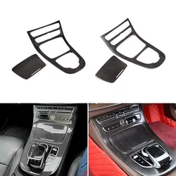 Carbon Fiber Texture For Mercedes Benz E-Class W213 2016 2017 2018 Car Accessories Interior Console Gear Panel Cover Sticker