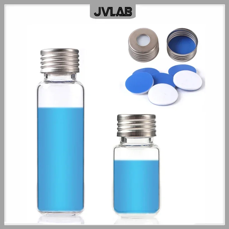 Screw Cap, Headspace, Steel, Magnetic Cap, PTFE/Silicone Septa (Top White, Bottom Blue) 18 mm, 100/pk. Cap Size: 18 mm 5188-2759