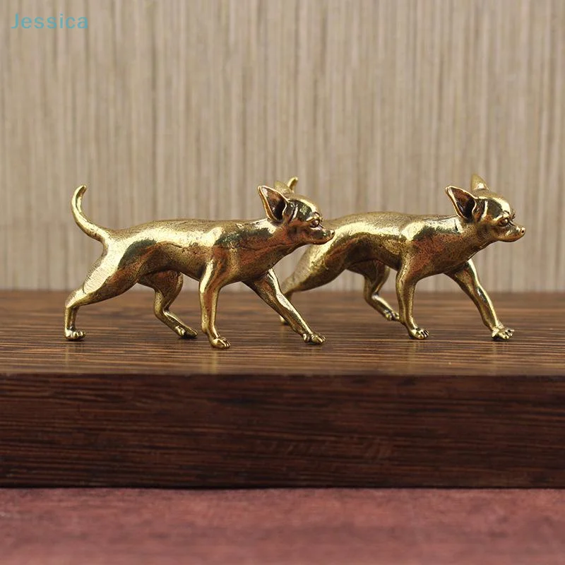♥♥♥♥Hairless Dog Puppy Brass Figurine Desktop Decorations - view 6