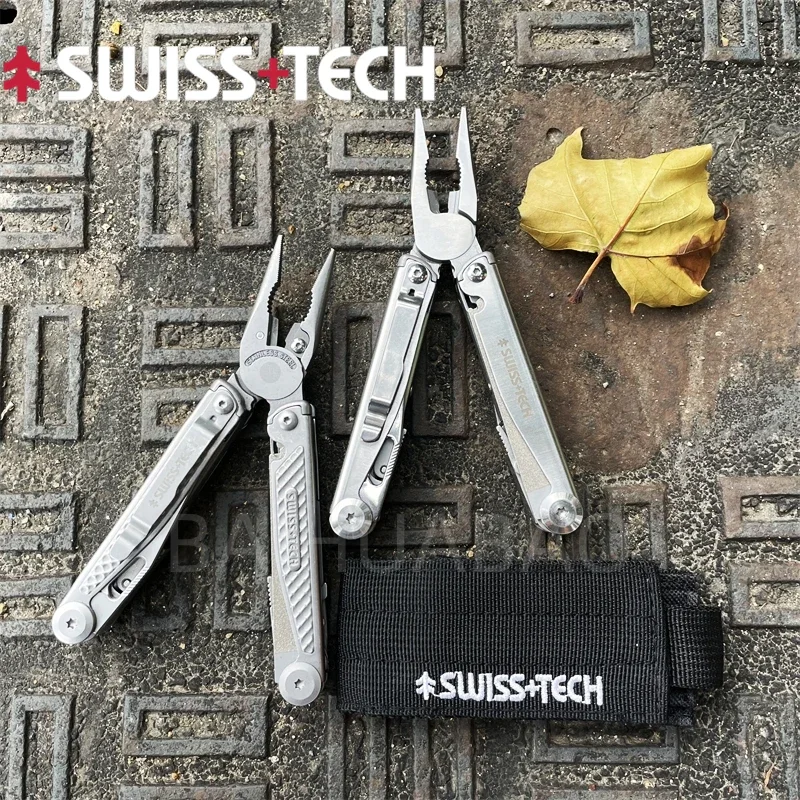 SWISS TECH 18 in 1 multiutensile più recente pinze pieghevoli strumento combinato multifunzionale coltello da tasca forbici EDC attrezzatura da