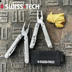 SWISS TECH 18-in-1-Multitool, neueste Klappzange, multifunktionales Kombinationswerkzeug, Taschenmesser, Schere, EDC, Outdoor-Ausrüstung