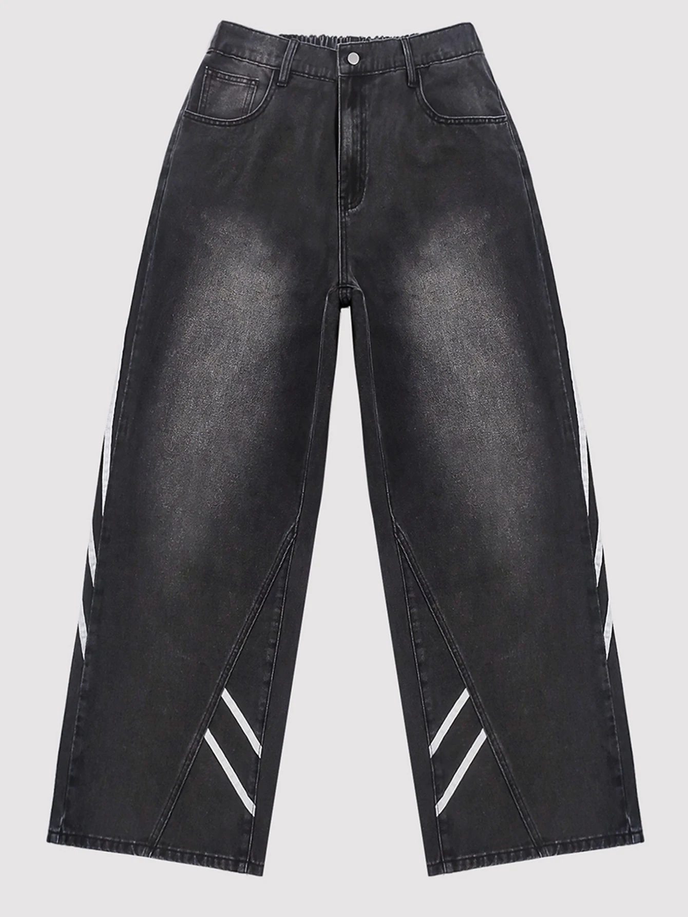 Jean noir grande taille pour femmes, vêtements de rue amples et à la mode, jean à jambes larges Y2K pour dames, simple et ample