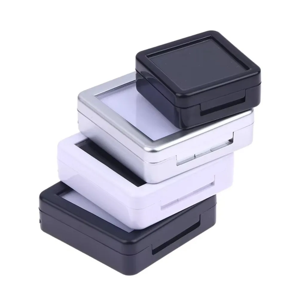 New Transparent Rhinestone Jar Box Flip Lid Acrylic Crystal Display Case Black White Loose Gemstone Container Storage