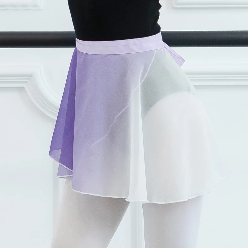 Adult Ballet Dance Skirts Chiffon Gradient Irregular Practice Leotard Dance Skirts Women Girls Gymnastics Skate Ballet Skirts