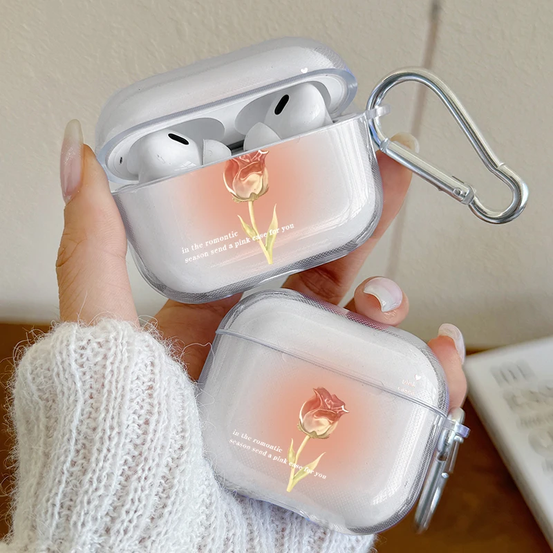

Romantic Rose Pattern Shockproof Earphone Cover for AirPods Pro3/Pro2/Pro Headphones Cases Protective Case For AirPods 1/2, 3, 4